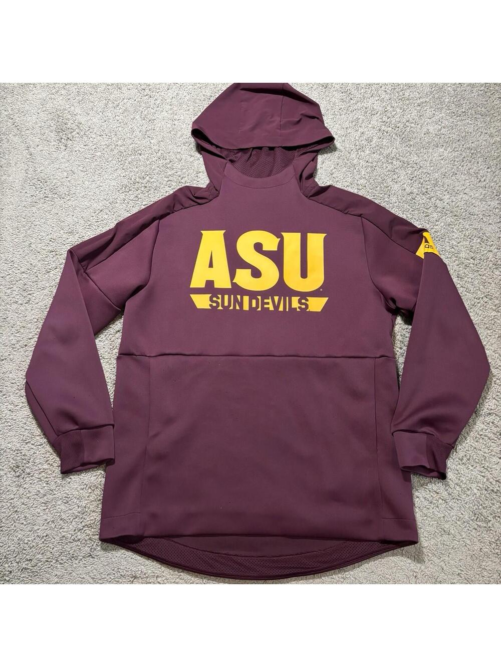 Adidas ASU Arizona State Sun Devils Hoodie Mens Large Maroon Pullover Sweatshirt